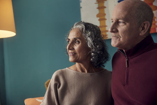 man and woman standing together