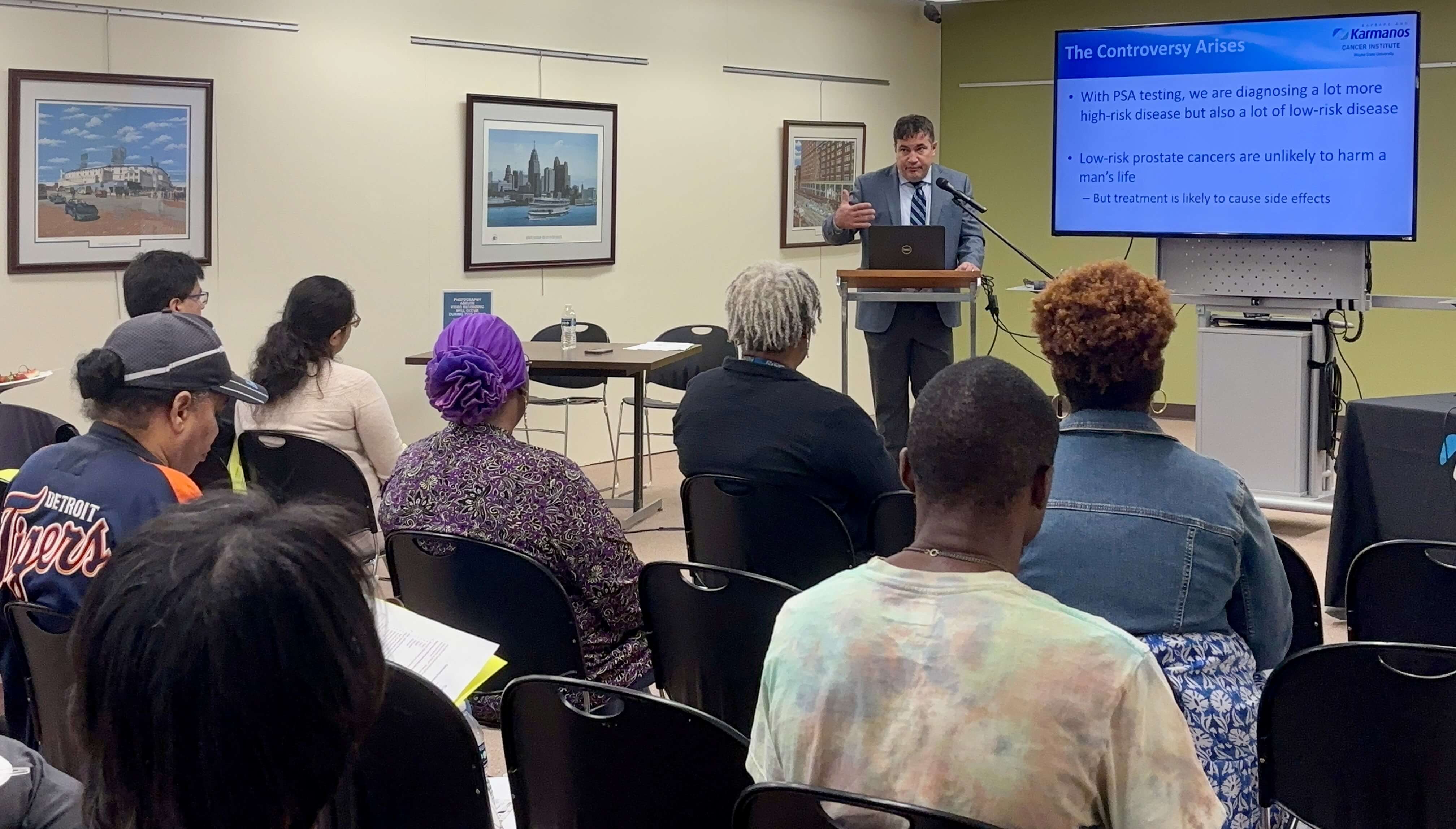 Frank Cackowski, M.D., Ph.D., presenting at Community Conversations on Cancer