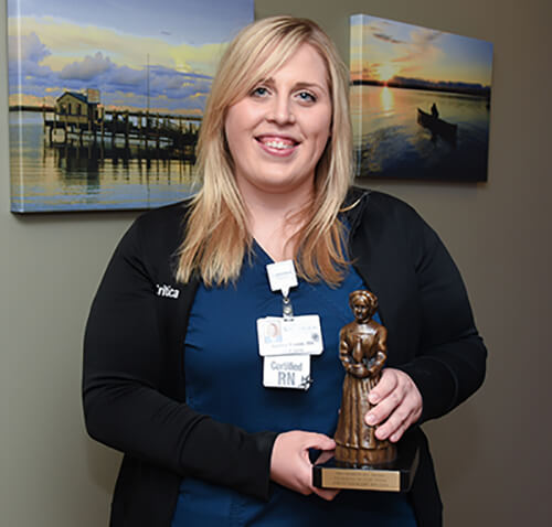 Karmanos Cancer Institute nurse Ashley Kaake honored with Nightingale Award for extraordinary service