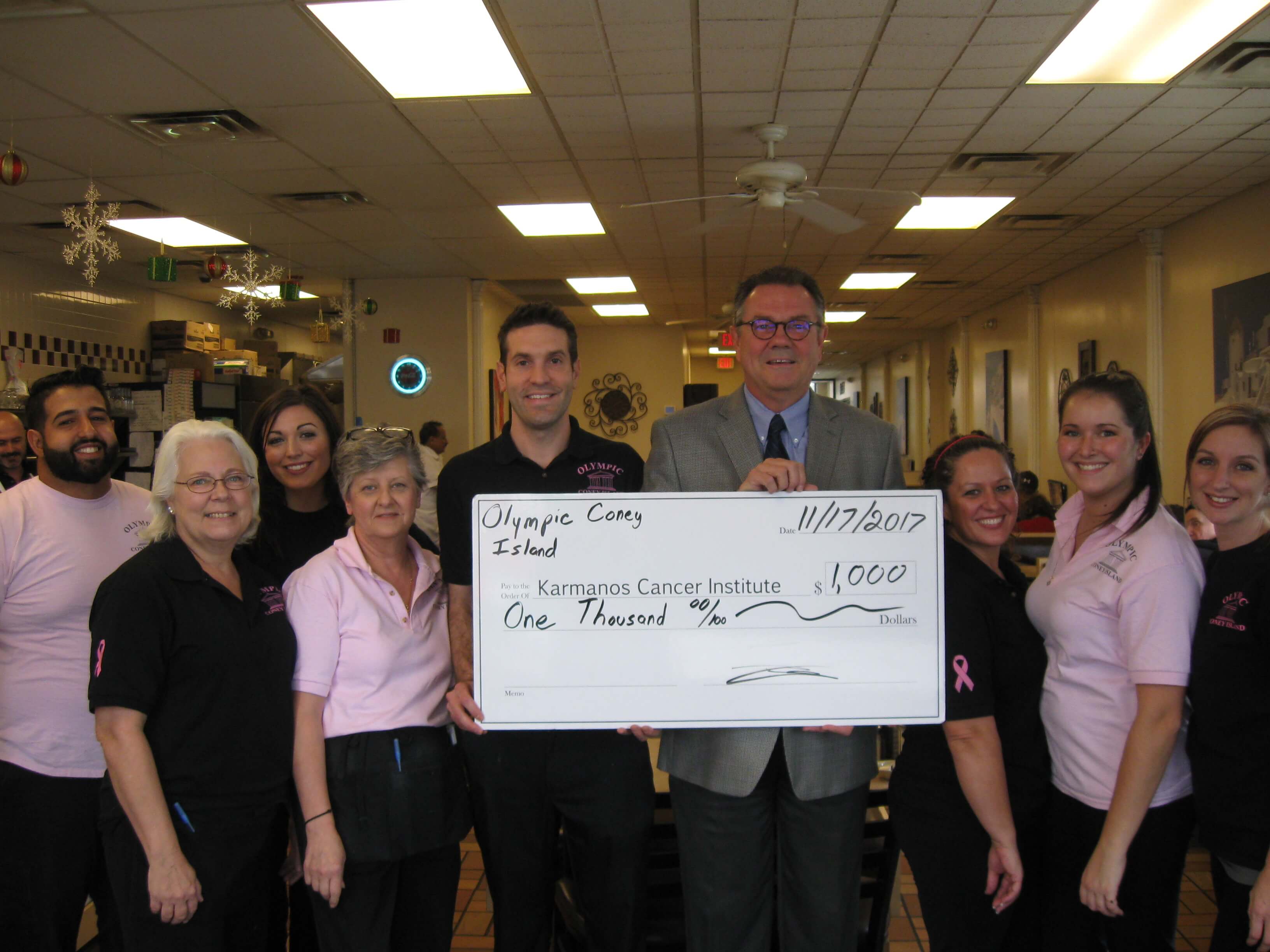 Niko's Olympic Coney Island check presentation